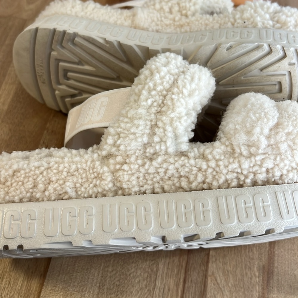 Ugg Oh Fluffita Cream Platform Back Strap Slide Shoes - Picture 10 of 15